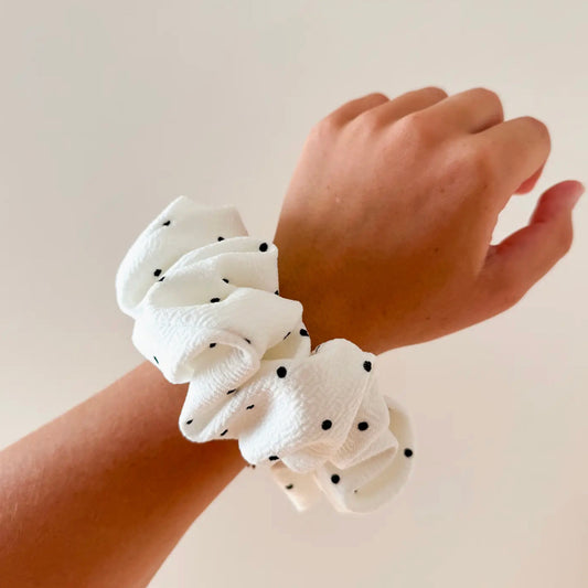 PREORDER White Polkadot Scrunchie