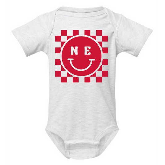 Checkered NE Smiley Onesie