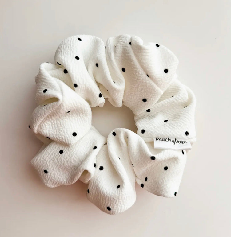 PREORDER White Polkadot Scrunchie